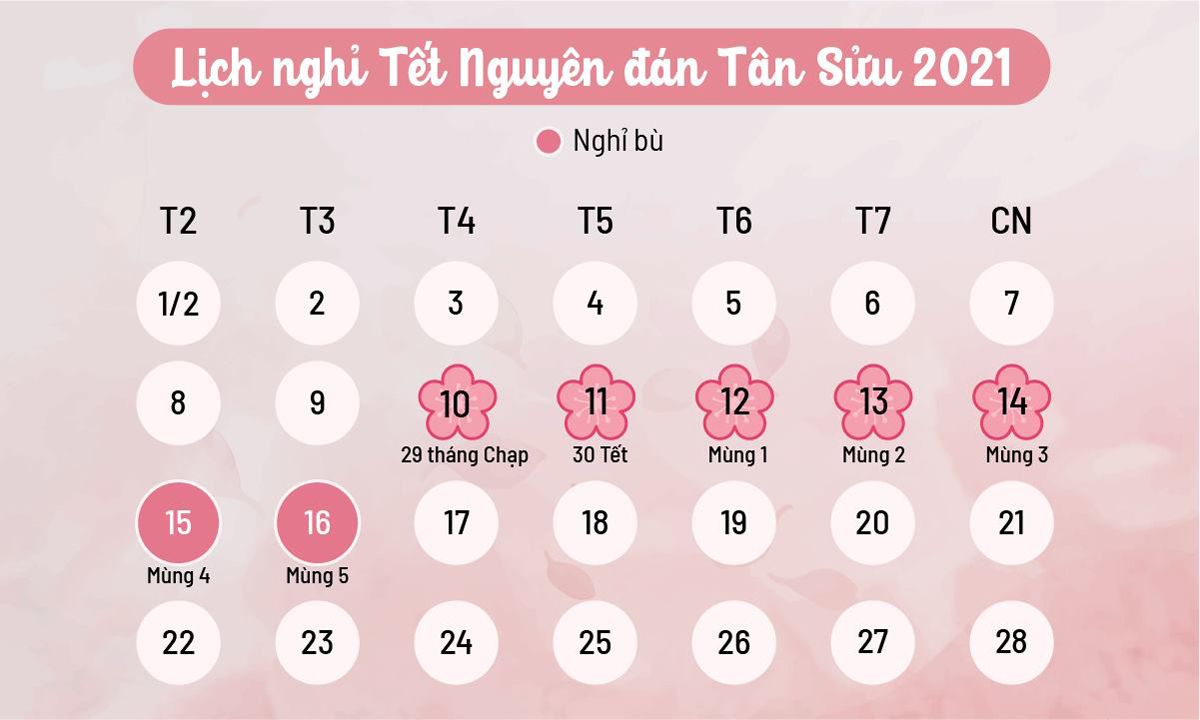 lịch nghỉ tết 2021
